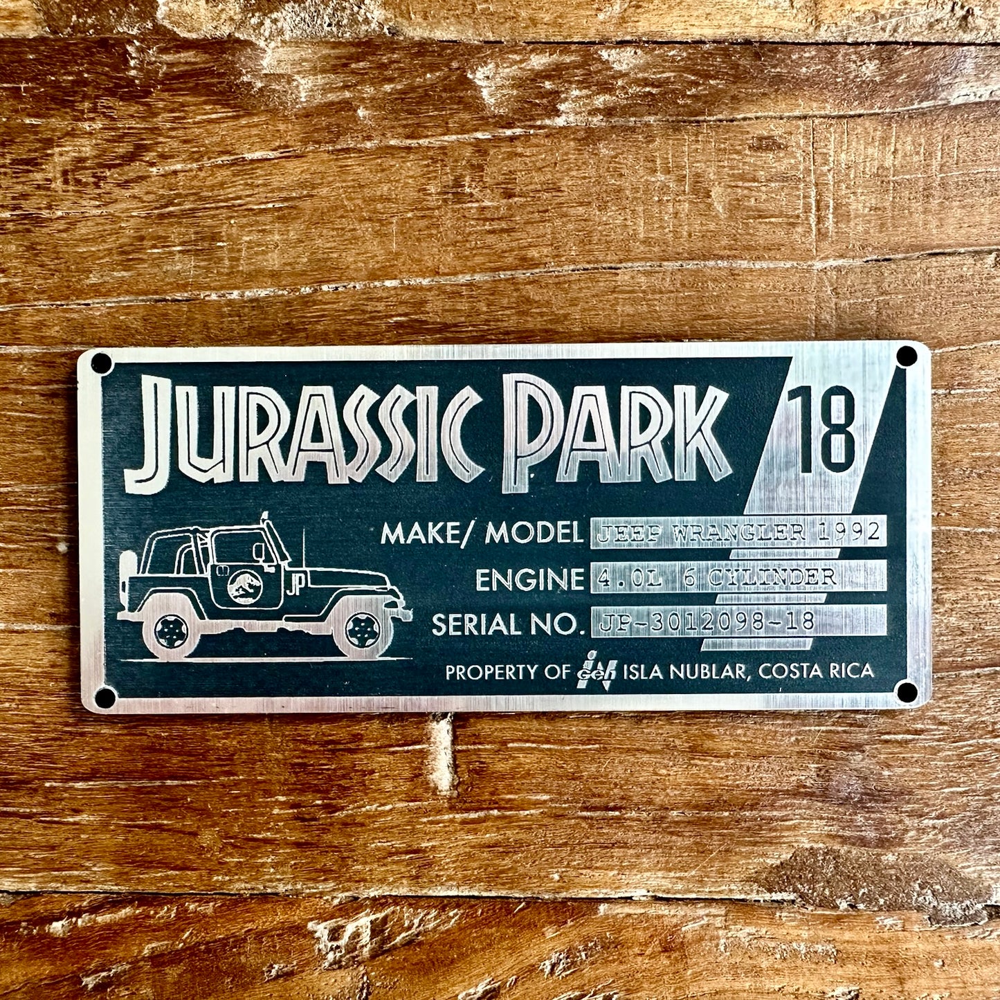 Custom Number - Jurassic Park Plaque