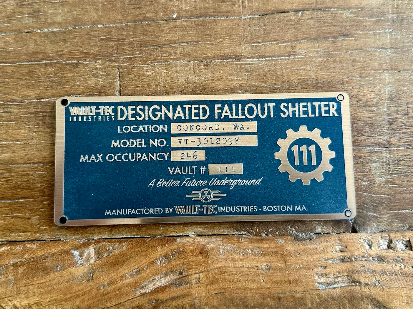 Custom Fallout Shelter Plaque