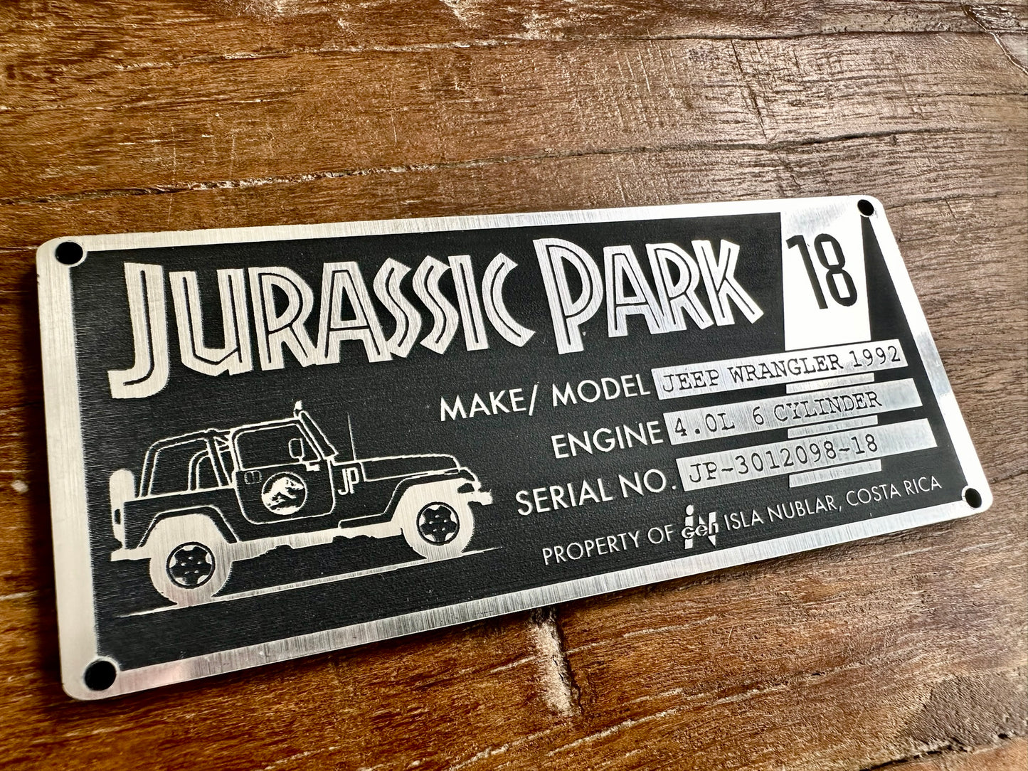 Custom Number - Jurassic Park Plaque