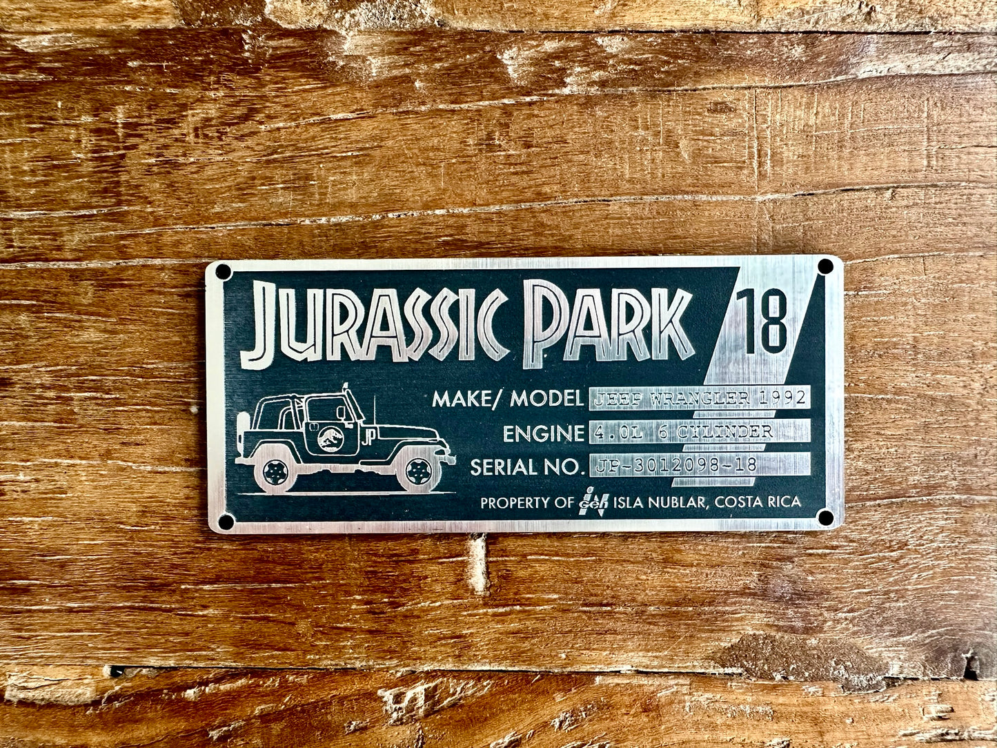 Custom Number - Jurassic Park Plaque