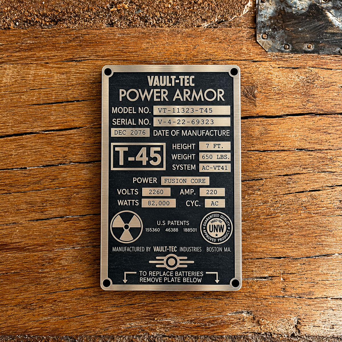Fallout- Power Armor (T45) Plaque