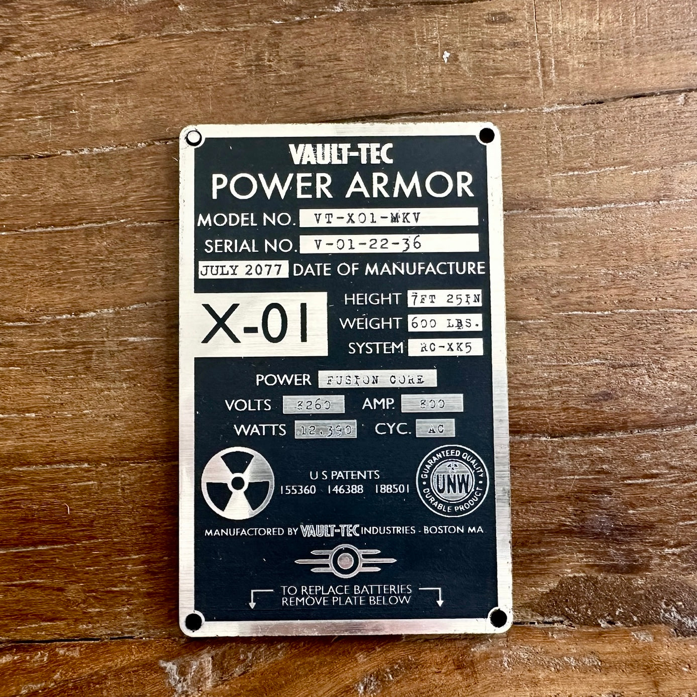 Fallout Power Armor Plaque