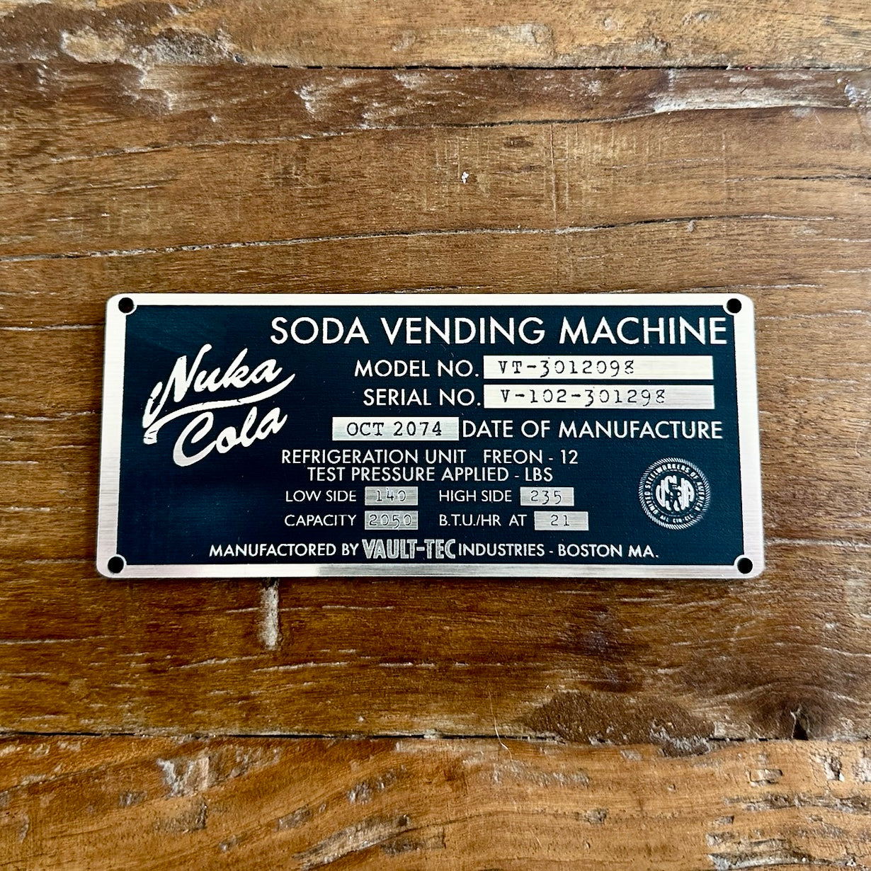 Fallout Nuka Cola Plaque