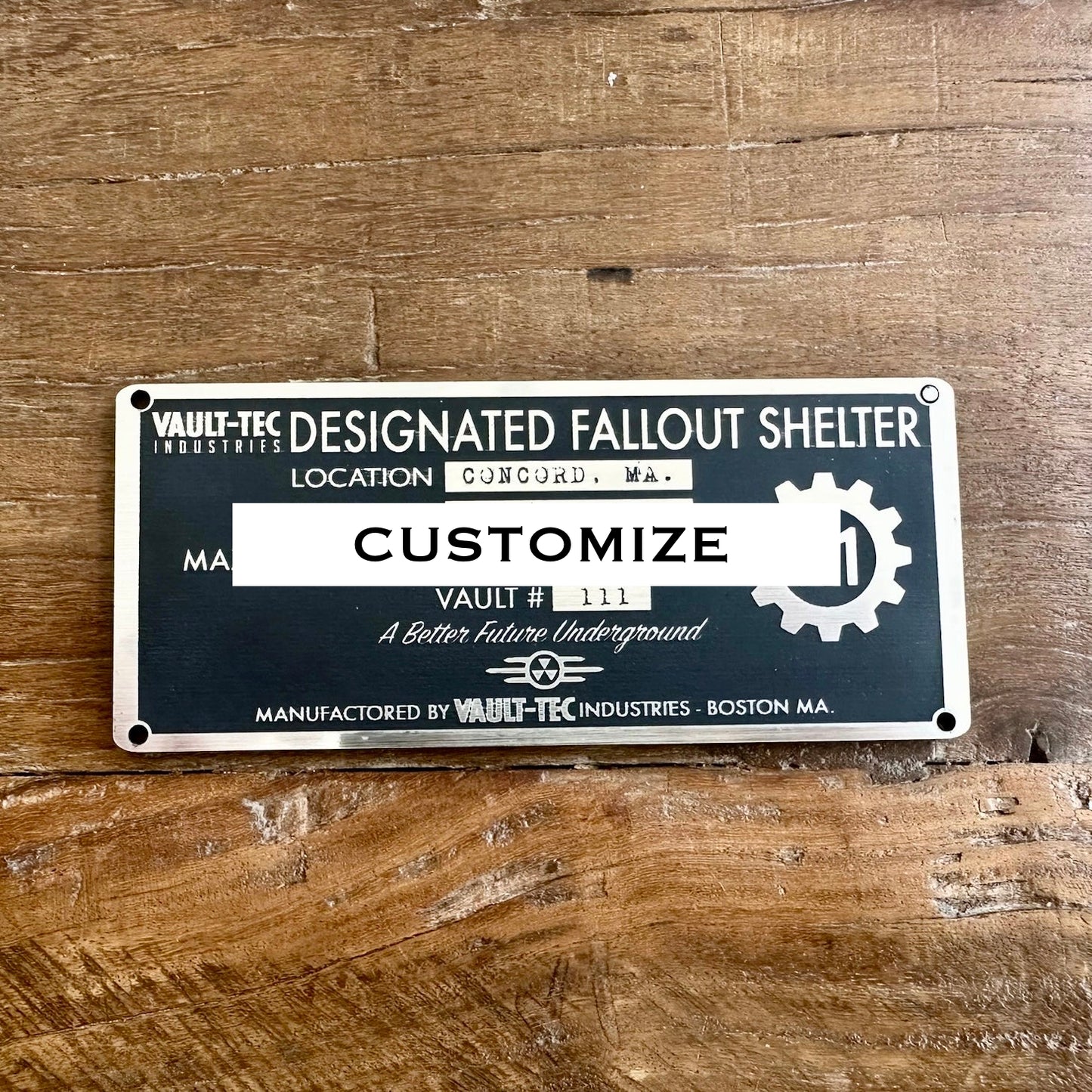 Custom Fallout Shelter Plaque